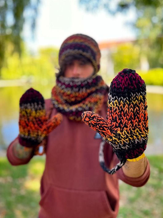 akcesoria - inne Męskie rękawiczki MERINO 50% ,,Ciemna jesień