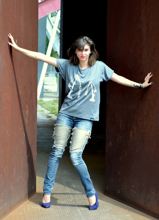 T-shirt oversize szary DŹWIGNIJ SIĘ ZAKLAD ze 3MIASTO