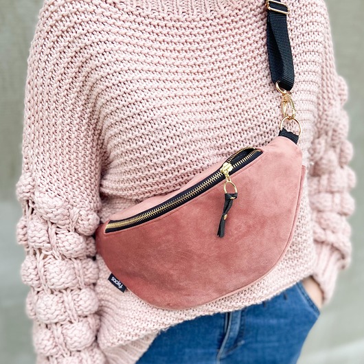 Nerka różowy welur sacky bag