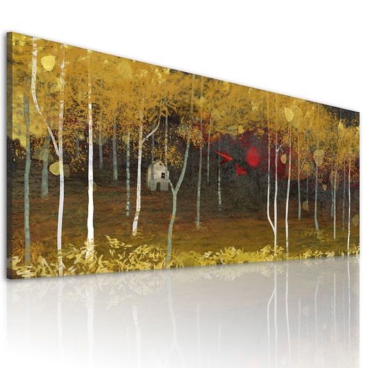 grafiki i ilustracje Grafika na płótnie DOMEK W LESIE- 150x60cm
