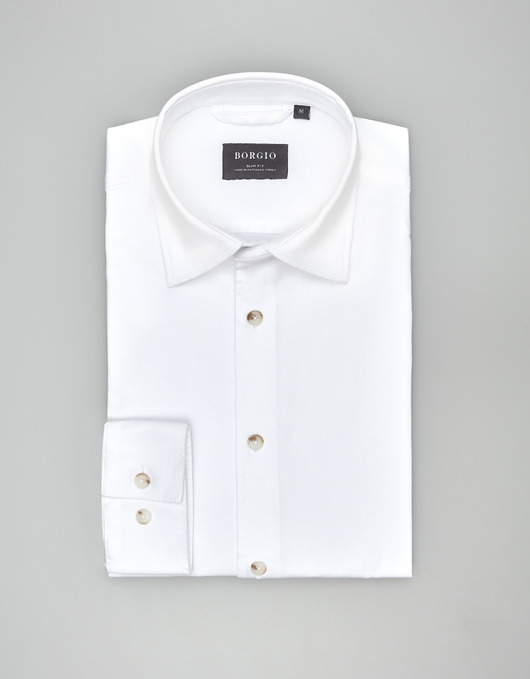 koszule męskie Koszula terranova 00552 długi rękaw biały slim fit