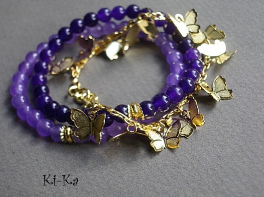 Motyle x 2 /milka and purple/ - bransoletki KiKa pracownia