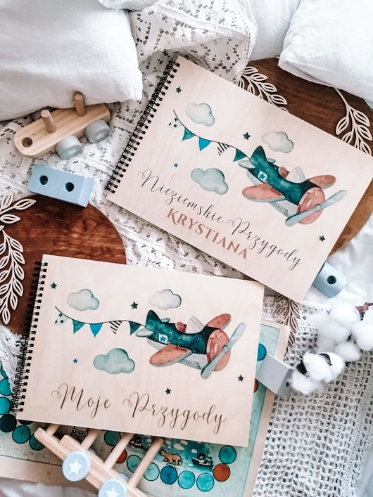 notatniki i albumy Album dla chłopca SAMOLOT, pamiątka Chrztu Świętego,narodziny dziecka