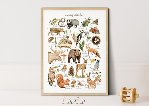 Plakat alfabet "Leśne Echo" - edukacyjny Lulalukids