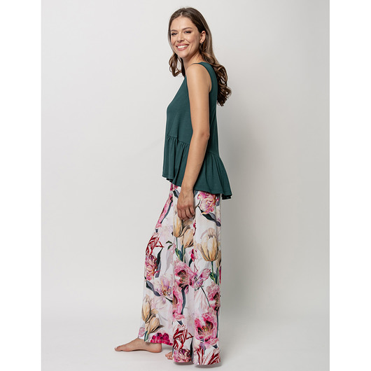 piżamy damskie Piżama z szerokimi spodniami - przewiewna wiskoza
