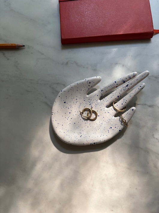 pojemniki na biżuterię Ceramiczna Łapka Handmade na Pierścionki Niebieskie Ciapki