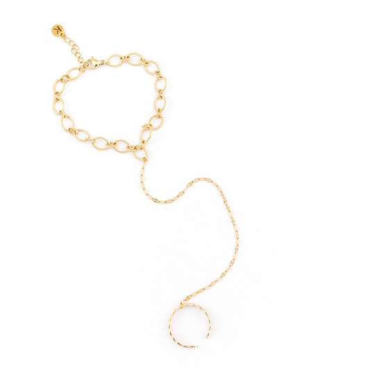 pierścionki - różne Pozłacana bransoletka z pierścionkiem