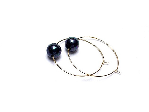kolczyki pozłacane Kolczyki pozłacane Alloys Collection /one pearl/ navy blue 