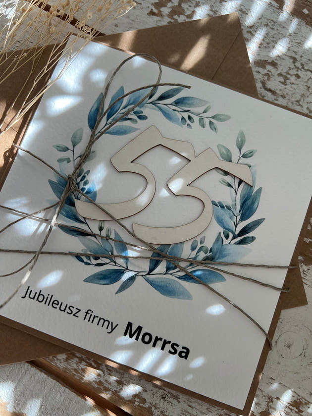 kartki scrapbooking Ręcznie robiona kartka na 55 jubileusz firmy z personalizacją (55-lecie dział