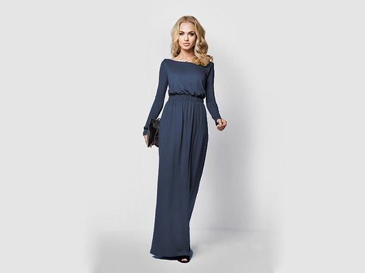 sukienki maxi damskie Sukienka MAXI LONG długa do ziemi grafitowy 