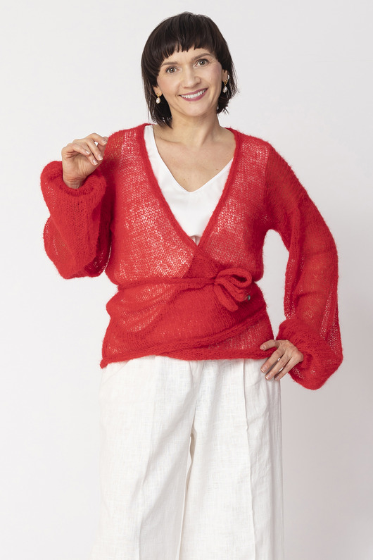 swetry damskie Lekki sweter mgła Nadia - Czerwony