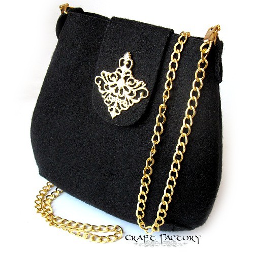 Golden Filigree In Black - torebka na ramię Craft Factory