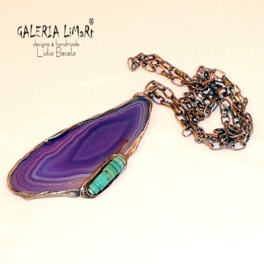 Agat purpurowy elegancki. Wisior unikalny. Galeria Limart