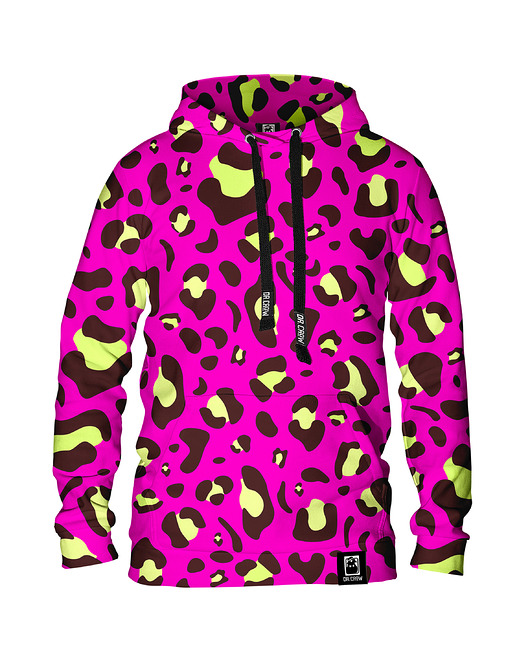 bluza z kapturem damska Damska Bluza z kapturem DR.CROW Panterka Pink