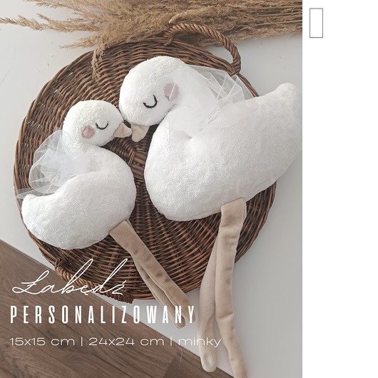 przytulanki dla niemowląt i dzieci Łabędź - pamiątka narodzin, chrztu, haft  prezent