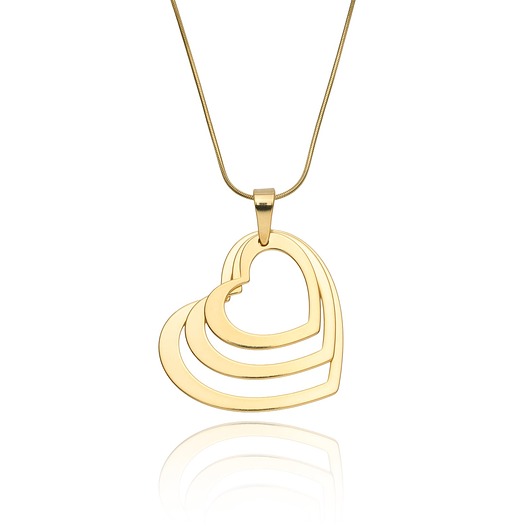 złote naszyjniki SREBRNY Nowoczesny naszyjnik z trzema sercami - symbol miłości i rodziny
