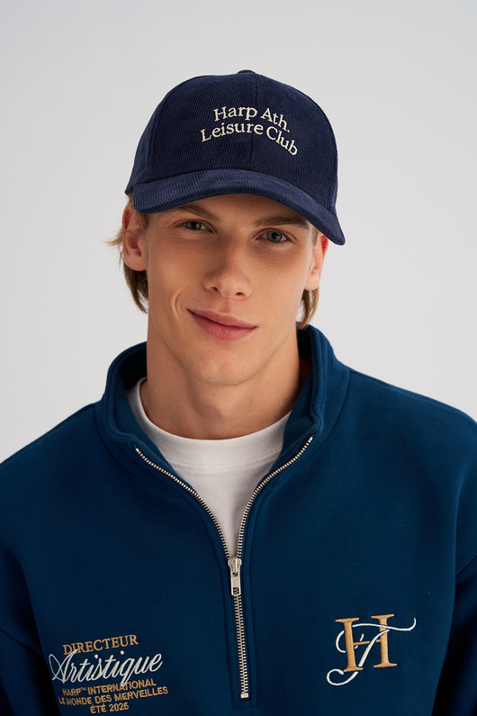 czapki i kapelusze męskie Sztruksowa czapka BASEBALLOWA granatowa