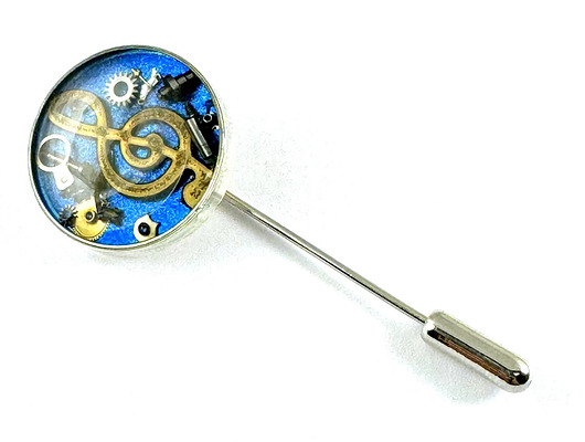 muszki i krawaty SZPILKA DO BUTONIERKI - Nutka (blue) - unikat