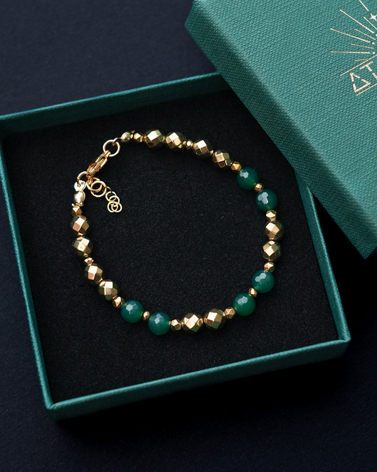 bransoletki z kamieni naturalnych Bansoletka z zielonym agatem i hematytem