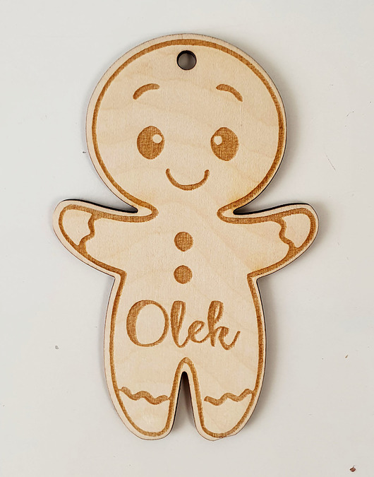 ozdoby choinkowe Drewniana bombka Piernikowy ludzik z imieniem