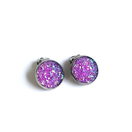 klipsy Klipsy - Druzy fioletowe