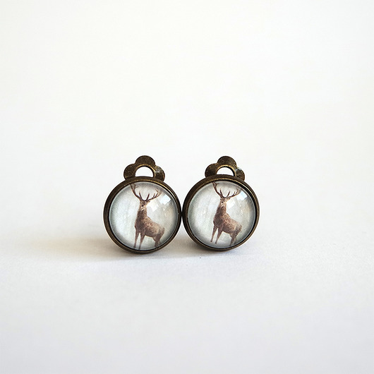 klipsy Klipsy - Jeleń 3 - antyczny brąz, małe