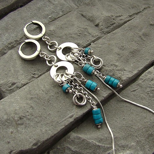 kolczyki z kamieniami Kolczyki Turkus