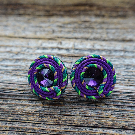 kolczyki soutache Fioletowe kolczyki soutache