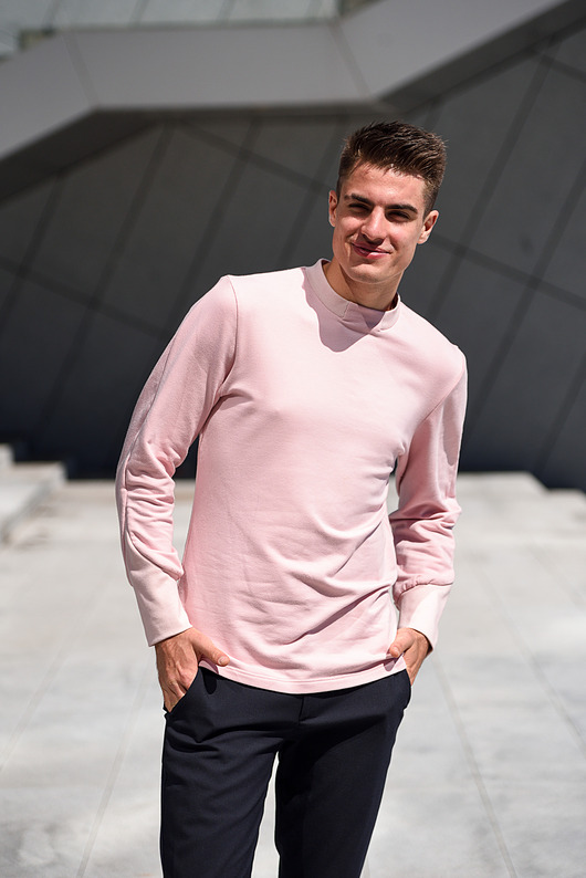 bluzy męskie Różowa bluza męska z bawełny M