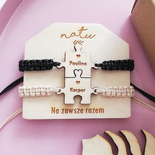 bransoletki na sznurku Zestaw bransoletek Puzzle z grawerem