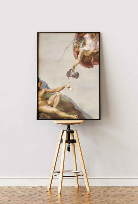 plakaty Plakat Stworzenie kawy - Kolaż Fine Art - Dekoracja Ścienna Do Salonu