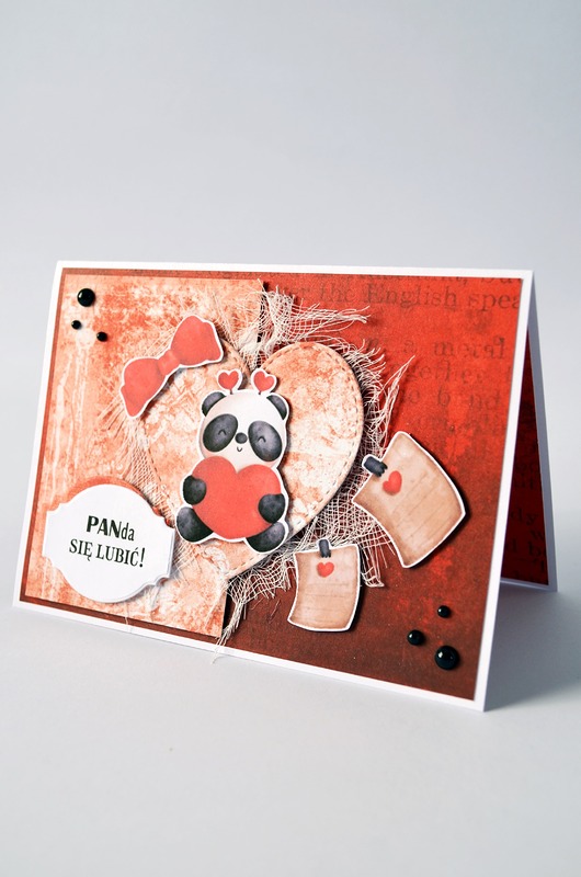 kartki scrapbooking Kartka miłosna: PANda się lubić!