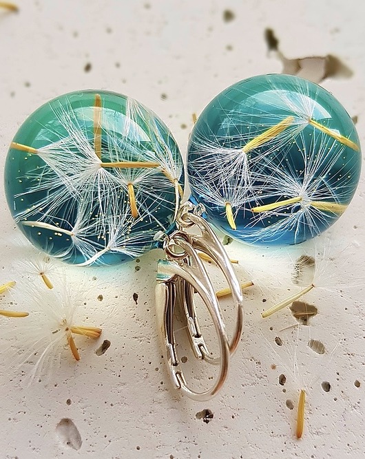 Kolczyki srebrne z nasionami dmuchawca Grol Jewellery