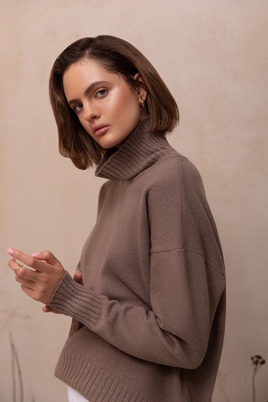swetry damskie  Golf merino&cashmere beż taupe