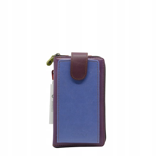 torby na ramię Torebka na telefon portfel 2w1 skórzany dwa paski pojemny zero waste OLIVKA