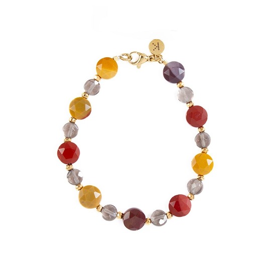 bransoletki z kamieni naturalnych Bransoletka w jesiennych kolorach z brązem - Wersja Pozłacana
