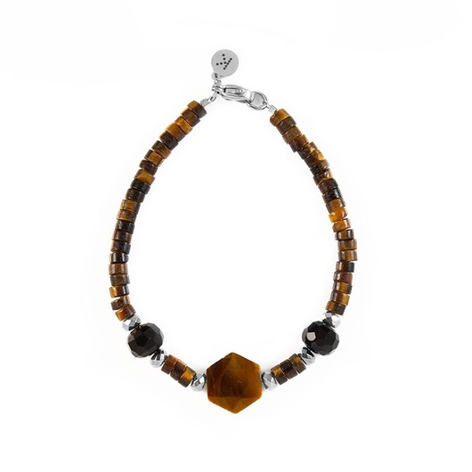 bransoletki z kamieni naturalnych Bransoletka z brązowych kamieni odwagi - Wersja Srebrna