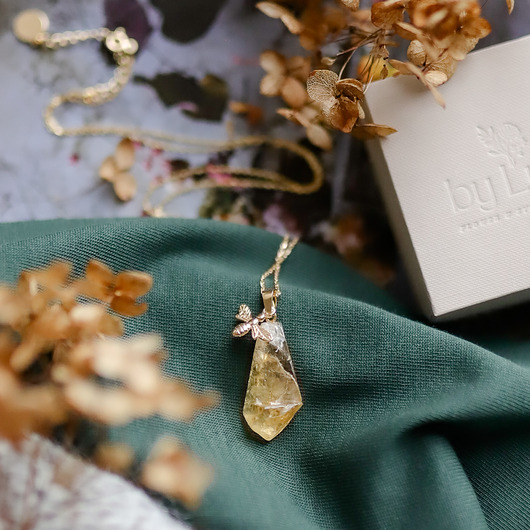 złote naszyjniki Łańcuszek z surowym cytrynem