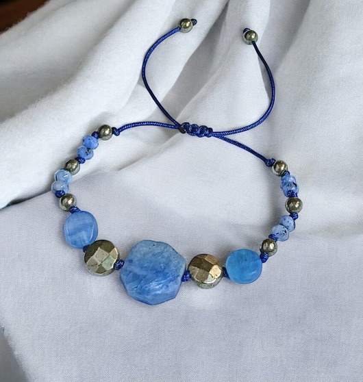 bransoletki z kamieni naturalnych KONCENTRACJA, KREATYWNOŚĆ - kyanit, piryt - amulet