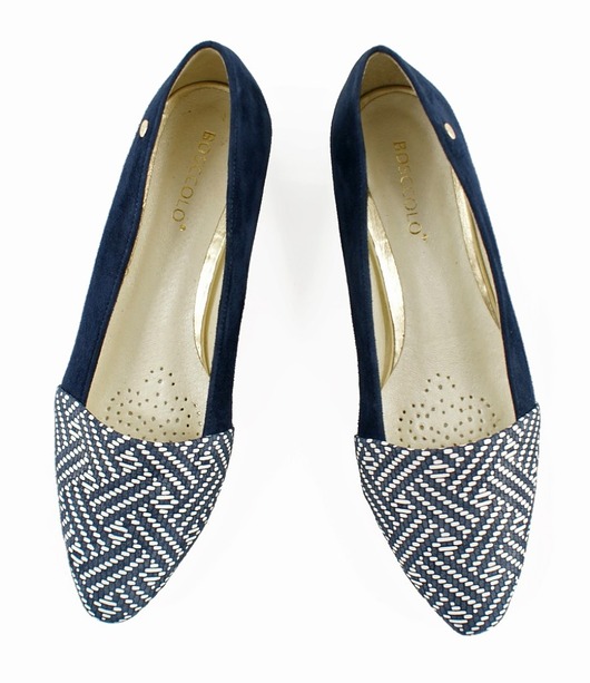 czółenka damskie Czółenka Skórzane - baleriny  (3911)