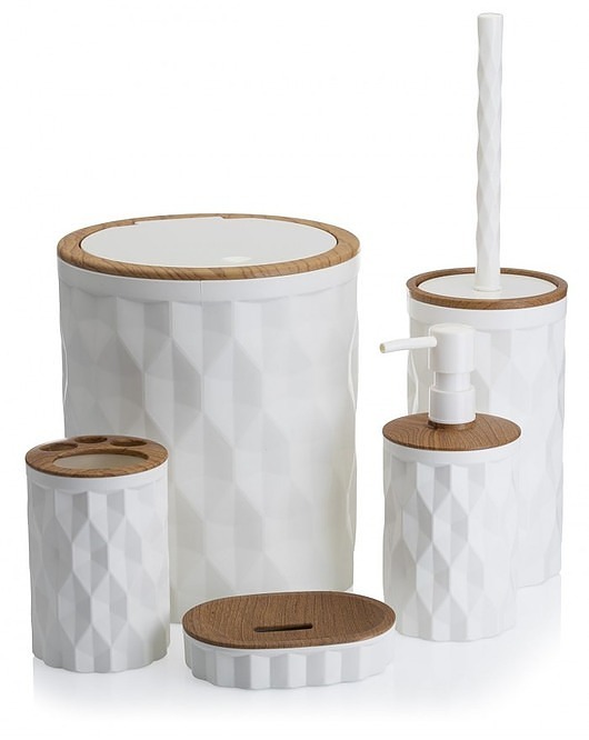 dodatki - łazienka - różne Zestaw Łazienkowy Komplet Łazienkowy Laura White and Wood