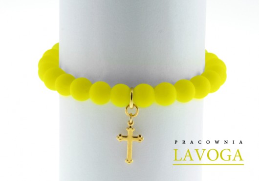 Yellow neon & cross pendant. Lavoga