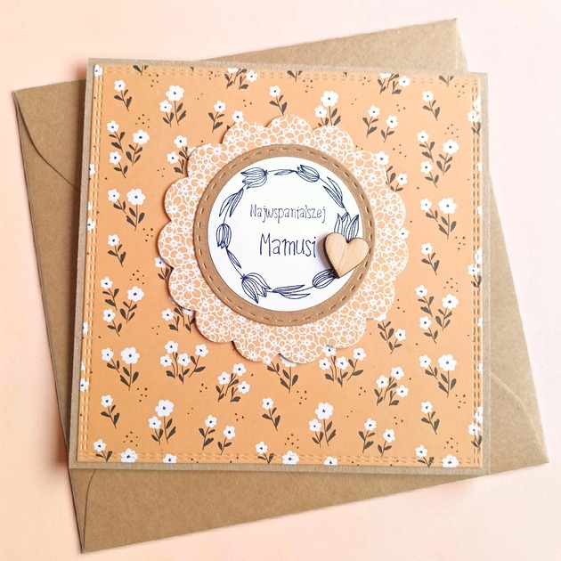 kartki scrapbooking Dla Mamy : kartka handmade : miodowa