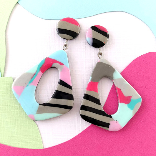 kolczyki z masy plastycznej Nowoczesne geometryczne kolczyki