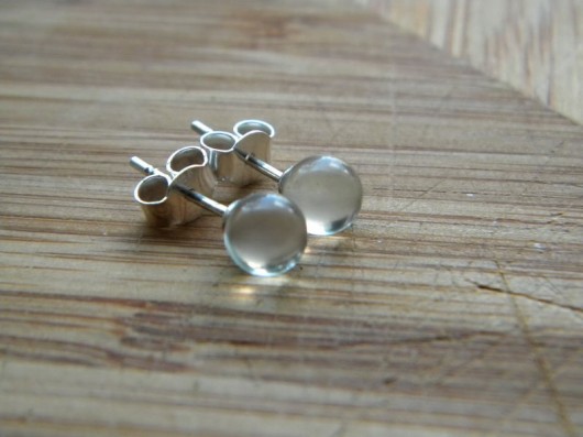 kolczyki wire wrapping Kulki transparentne - polerowane srebro 925