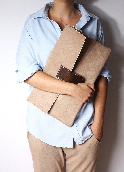 Kopertówka XL beige + leather Zuzia Górska