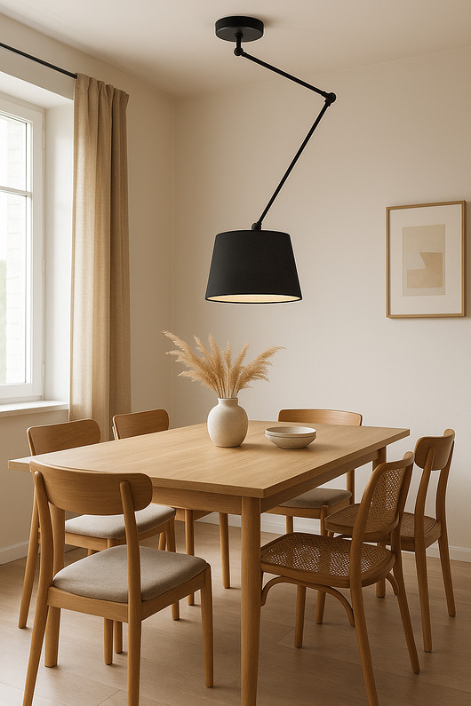 lampy wiszące Lampa sufitowa na wysięgniku ruchomym nad stół JUMA z abażurem