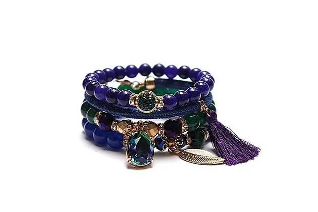 bransoletki z kamieni naturalnych Lush medow, cobalt and purple /18-04-23/ - set