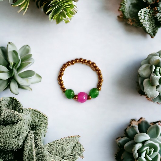 pierścionki elastyczne Pierścionek : golden summer II : jadeit, hematyt