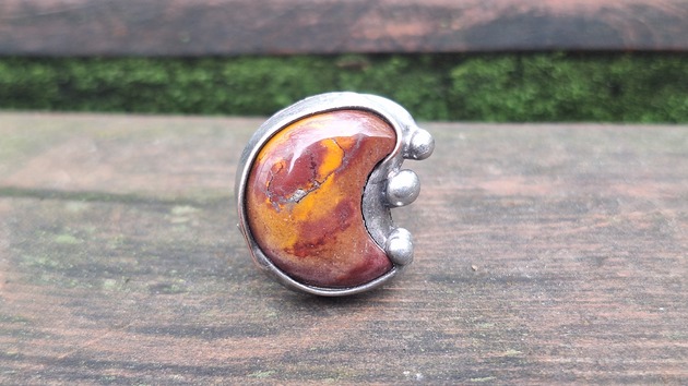 pierścionki - różne Księżycowy jaspis - pierścionek regulowany